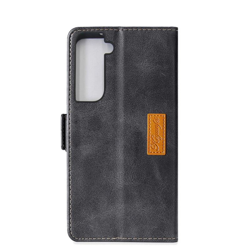 Etui Folio Samsung Galaxy S21 5G Czerwony Czarny Dwukolorowa Sztuczna Skóra