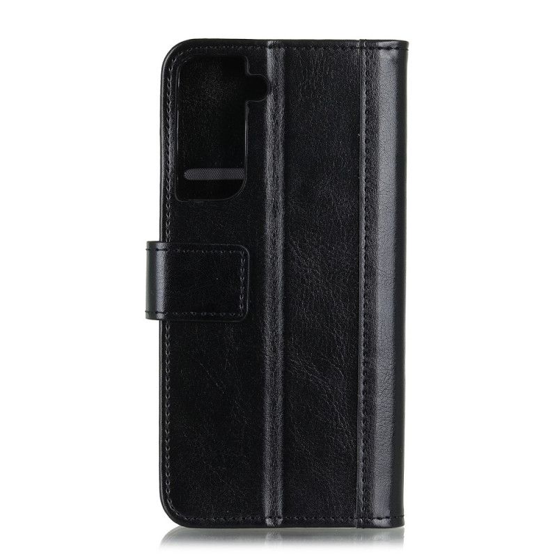 Etui Folio Samsung Galaxy S21 5G Czerwony Czarny Efekt Antycznej Skóry