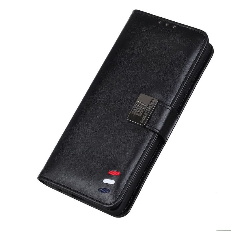 Etui Folio Samsung Galaxy S21 5G Czerwony Czarny Efekt Skóry Żubra Etui Ochronne