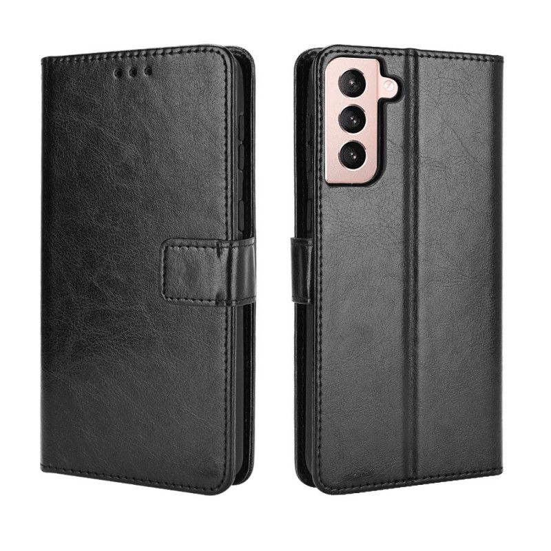 Etui Folio Samsung Galaxy S21 5G Czerwony Czarny Efektowna Sztuczna Skóra Etui Ochronne