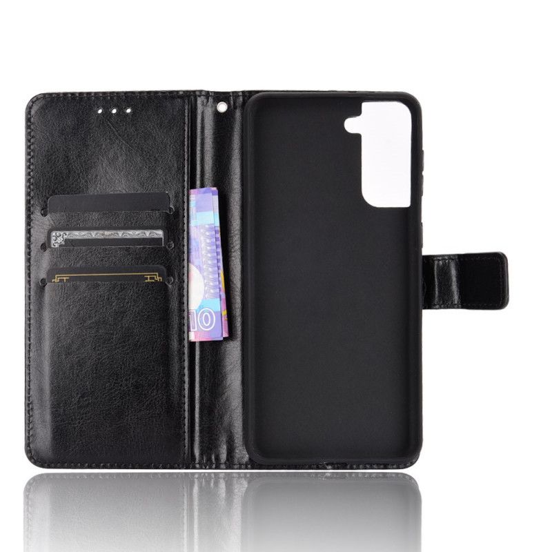 Etui Folio Samsung Galaxy S21 5G Czerwony Czarny Efektowna Sztuczna Skóra Etui Ochronne