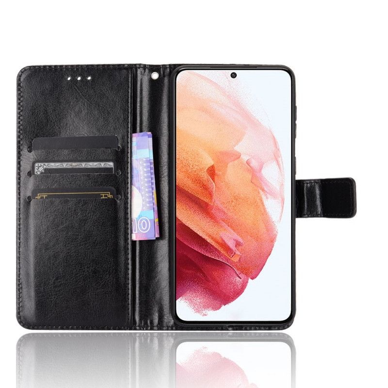 Etui Folio Samsung Galaxy S21 5G Czerwony Czarny Efektowna Sztuczna Skóra Etui Ochronne