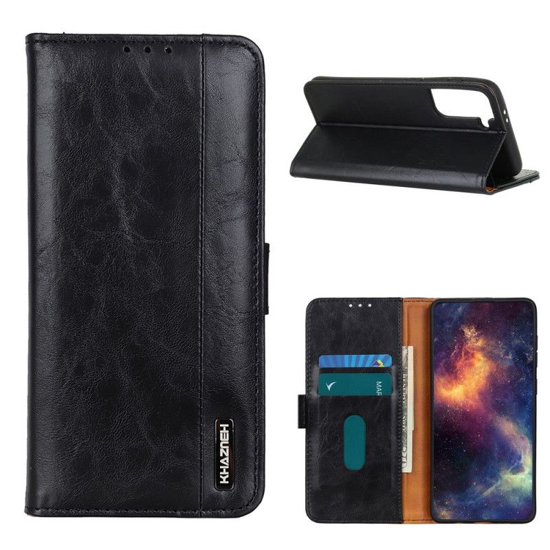 Etui Folio Samsung Galaxy S21 5G Czerwony Czarny Khazneh Elegancja Skórzany Styl Etui Ochronne