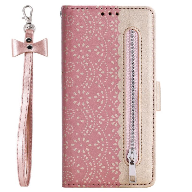 Etui Folio Samsung Galaxy S21 5G Czerwony Czarny Koronkowa Torebka Typu Stringi Etui Ochronne