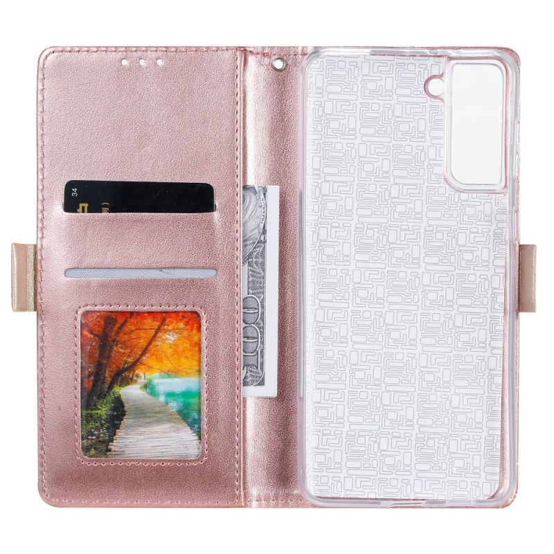 Etui Folio Samsung Galaxy S21 5G Czerwony Czarny Koronkowa Torebka Typu Stringi Etui Ochronne