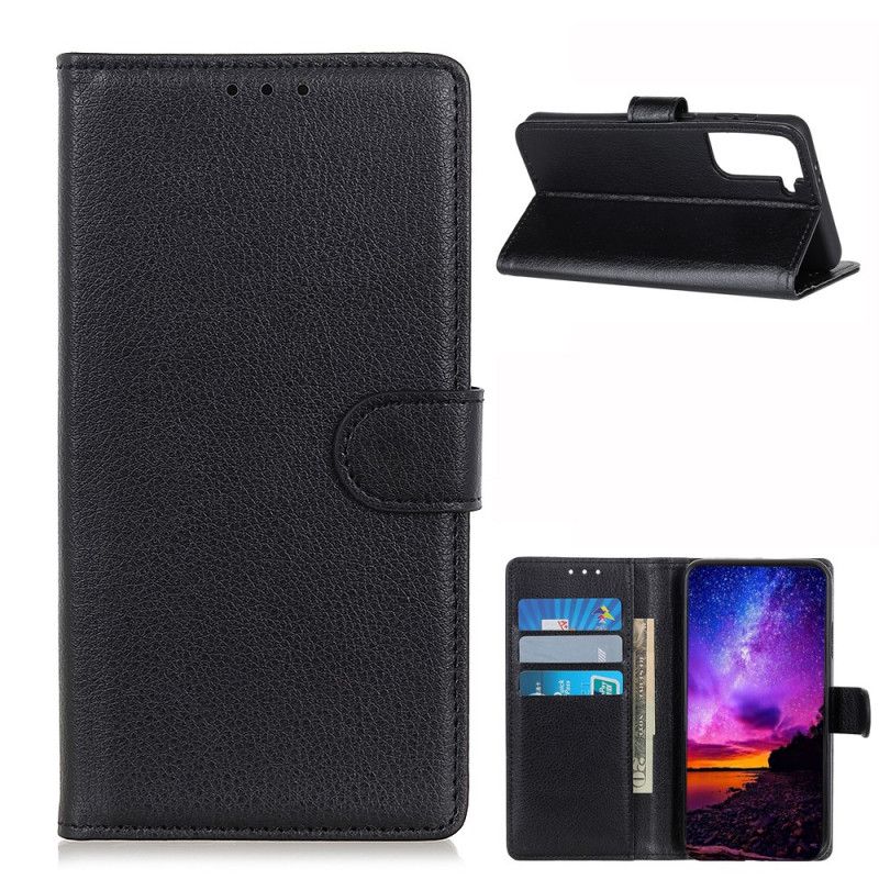 Etui Folio Samsung Galaxy S21 5G Czerwony Czarny Tradycyjna Imitacja Skóry Liczi