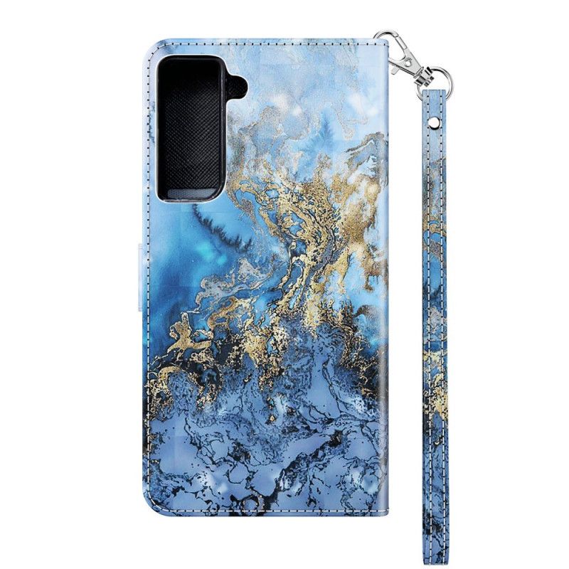 Etui Folio Samsung Galaxy S21 5G Designerski Punkt Świetlny Z Marmuru Z Paskiem