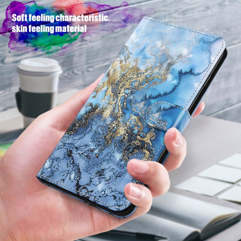 Etui Folio Samsung Galaxy S21 5G Designerski Punkt Świetlny Z Marmuru Z Paskiem