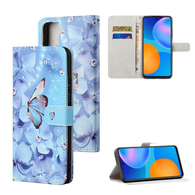 Etui Folio Samsung Galaxy S21 5G Diamentowe Motyle Ze Stringami