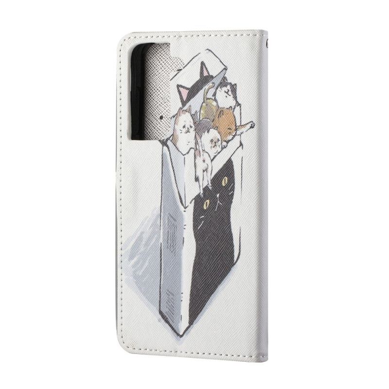 Etui Folio Samsung Galaxy S21 5G Dostawa Kotów W Stringach