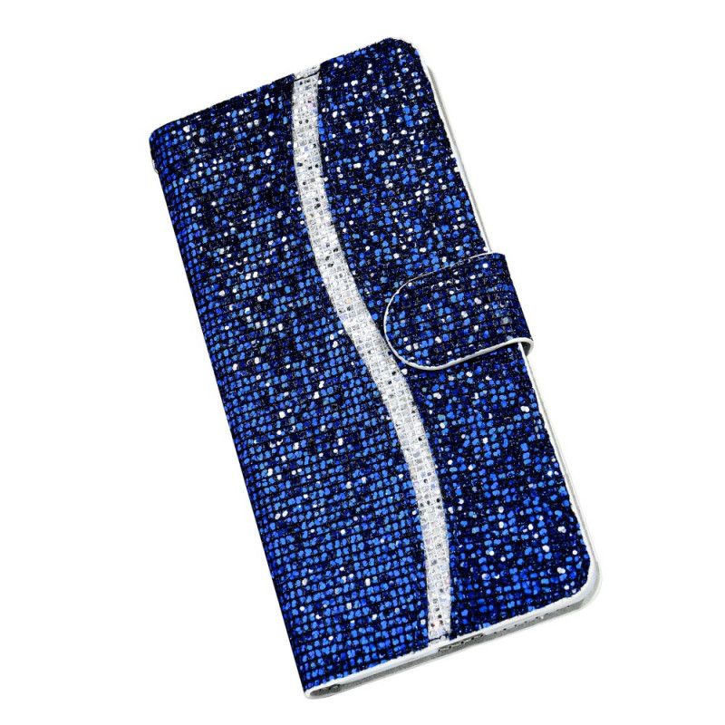 Etui Folio Samsung Galaxy S21 5G Granatowy Czarny Projekt Brokatu Etui Ochronne