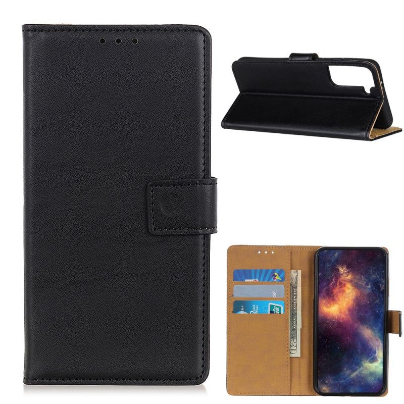 Etui Folio Samsung Galaxy S21 5G Granatowy Czarny Prosta Sztuczna Skóra Etui Ochronne