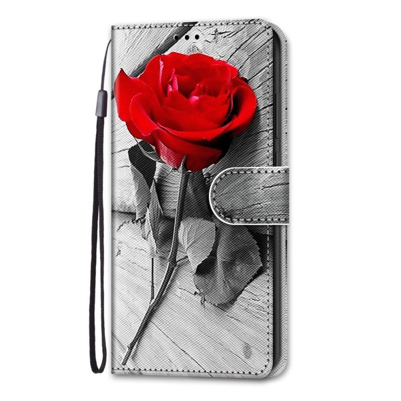 Etui Folio Samsung Galaxy S21 5G Jasnoniebieski Czerwony Cud Kwiatowy Etui Ochronne