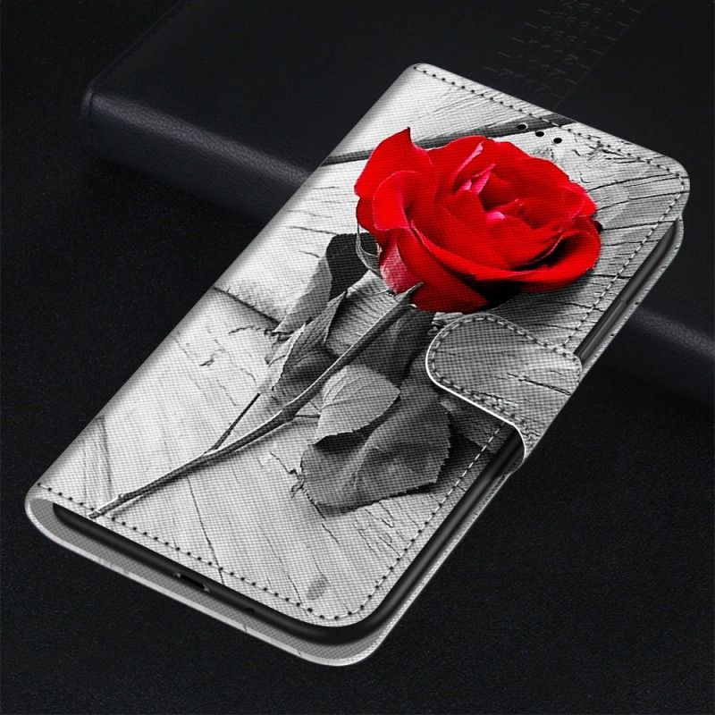 Etui Folio Samsung Galaxy S21 5G Jasnoniebieski Czerwony Cud Kwiatowy Etui Ochronne