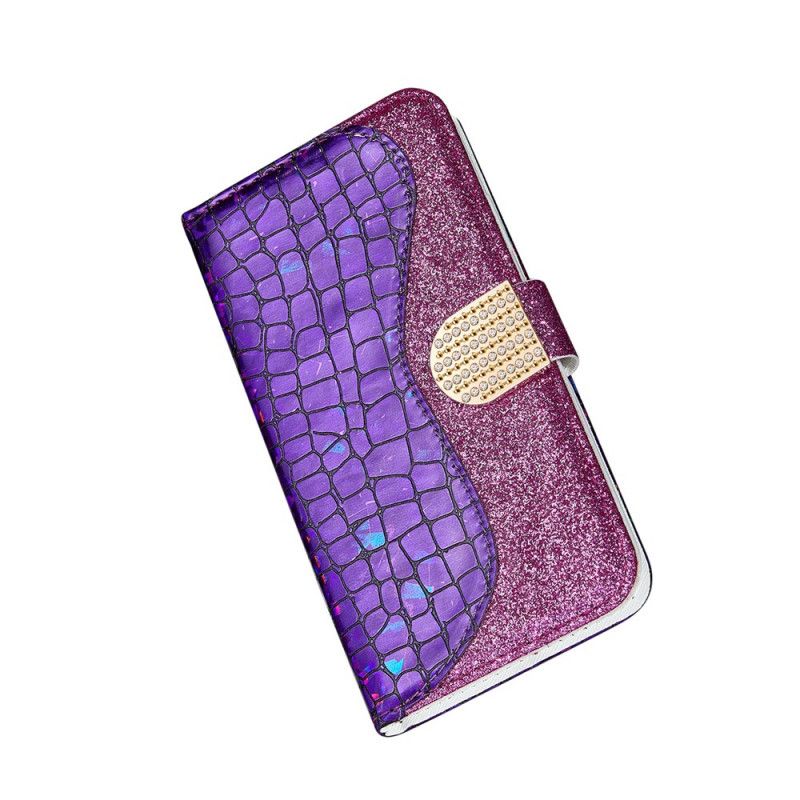 Etui Folio Samsung Galaxy S21 5G Jasnoniebieski Zielony Diamenty Krokodyla Etui Ochronne