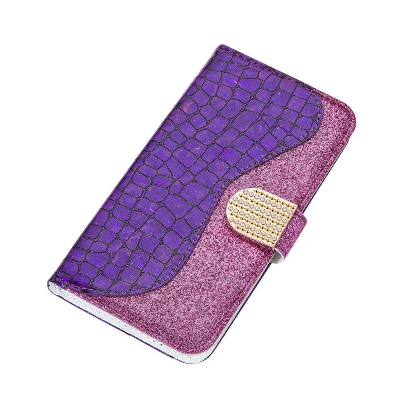 Etui Folio Samsung Galaxy S21 5G Jasnoniebieski Zielony Diamenty Krokodyla Etui Ochronne