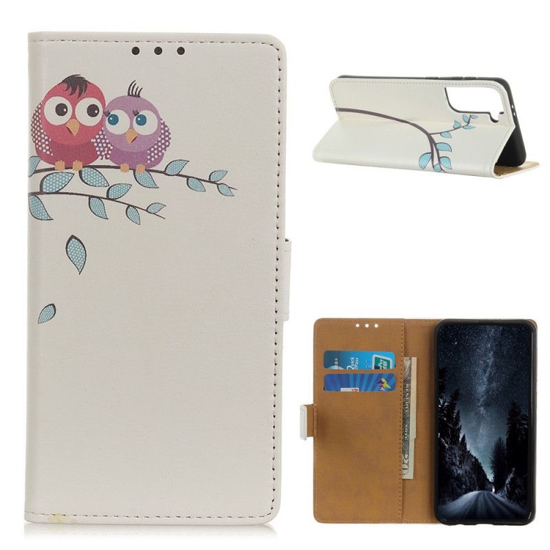 Etui Folio Samsung Galaxy S21 5G Kilka Sów Na Drzewie Etui Ochronne