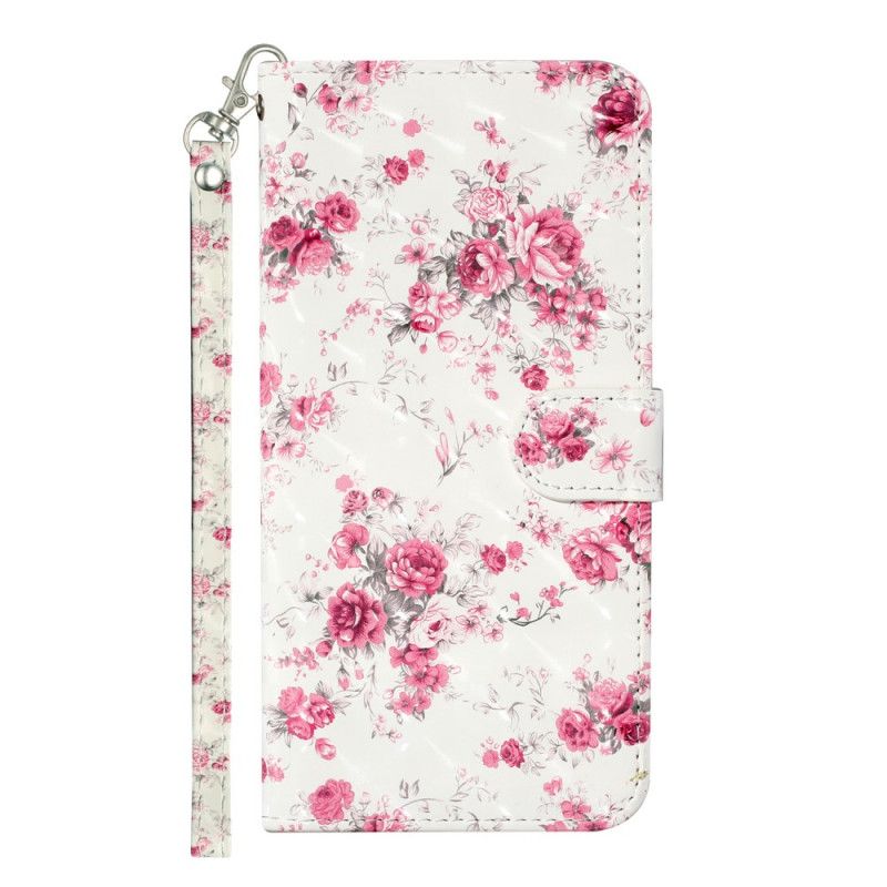 Etui Folio Samsung Galaxy S21 5G Kwiaty Jasne Plamy Z Paskiem Etui Ochronne