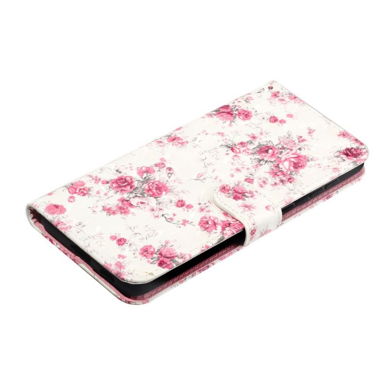 Etui Folio Samsung Galaxy S21 5G Kwiaty Jasne Plamy Z Paskiem Etui Ochronne