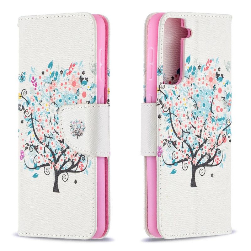 Etui Folio Samsung Galaxy S21 5G Kwitnące Drzewo Etui Ochronne