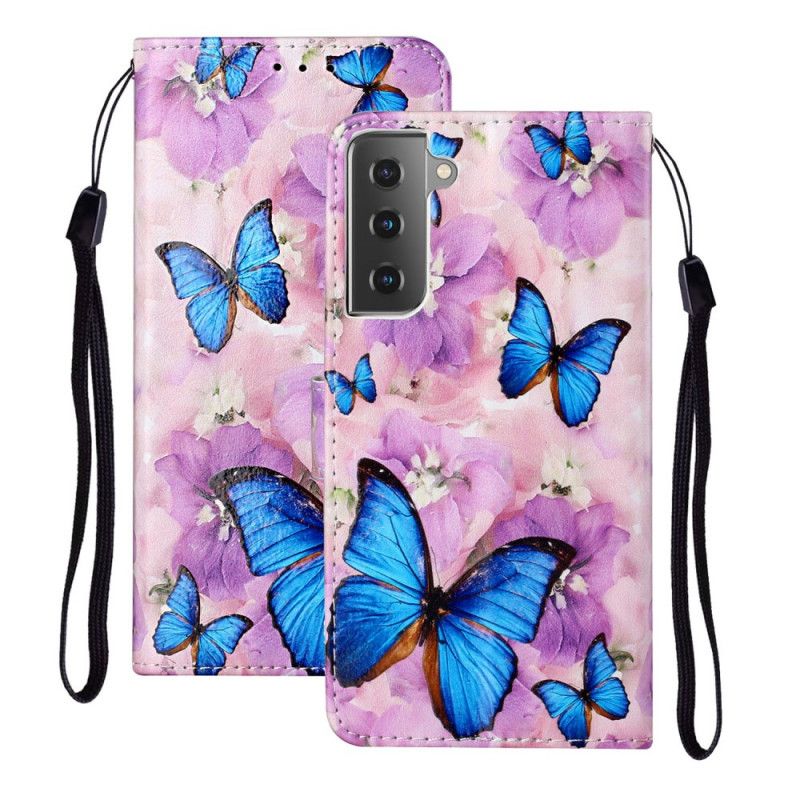 Etui Folio Samsung Galaxy S21 5G Motyle Kwiatowe Etui Ochronne