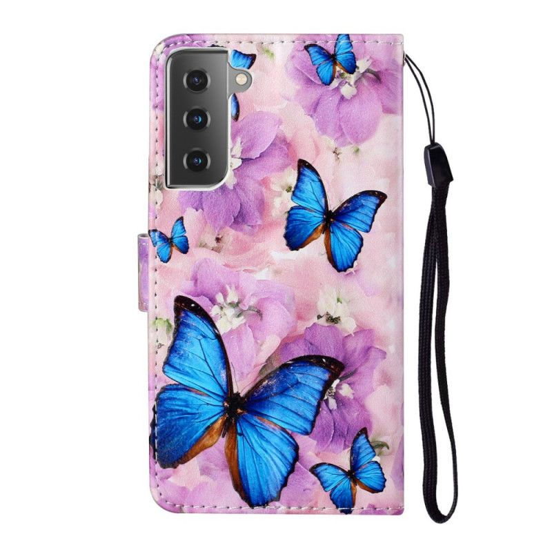 Etui Folio Samsung Galaxy S21 5G Motyle Kwiatowe Etui Ochronne