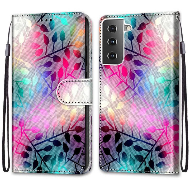 Etui Folio Samsung Galaxy S21 5G Neonowe Liście Etui Ochronne