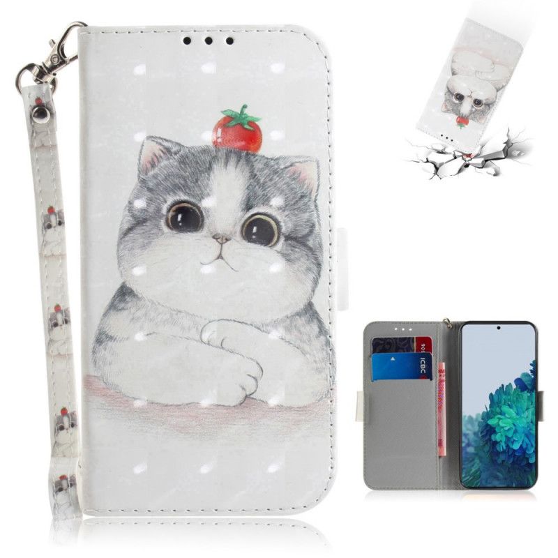 Etui Folio Samsung Galaxy S21 5G Pomidor Na Stringach Cat Etui Ochronne