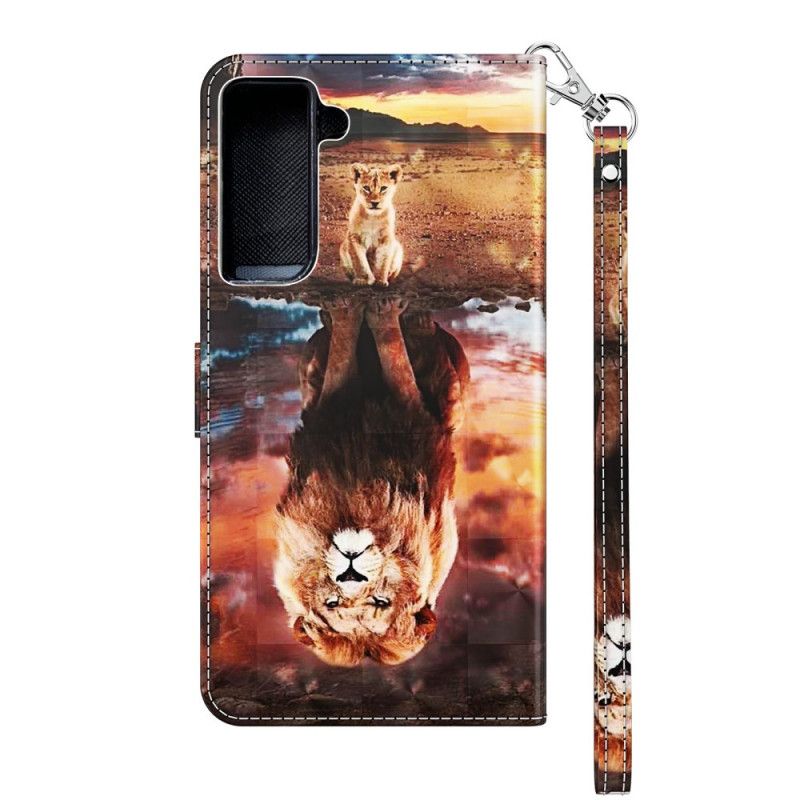 Etui Folio Samsung Galaxy S21 5G Punkt Świetlny Lew Z Paskiem Etui Ochronne