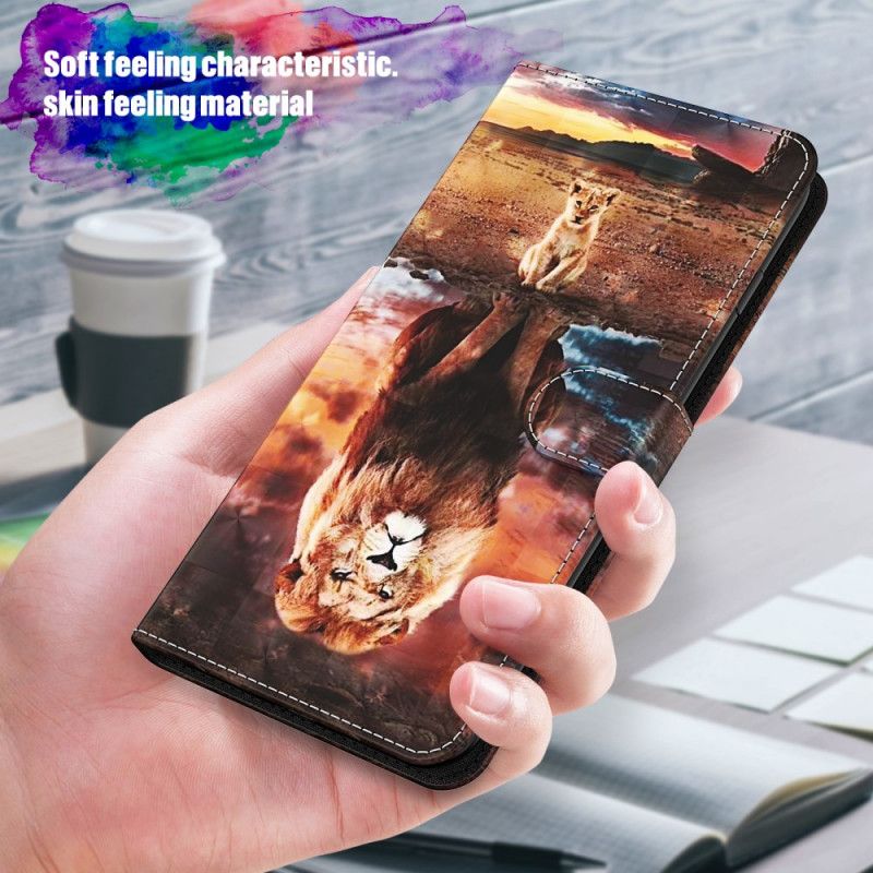 Etui Folio Samsung Galaxy S21 5G Punkt Świetlny Lew Z Paskiem Etui Ochronne