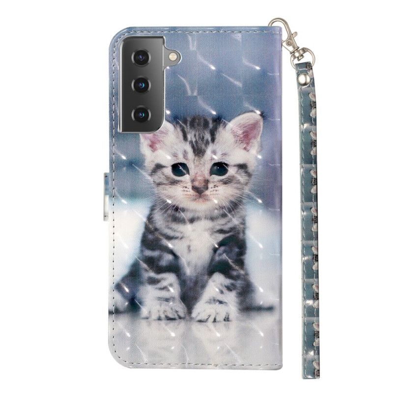 Etui Folio Samsung Galaxy S21 5G Punkty Świetlne Dla Kotów Z Paskiem Etui Ochronne