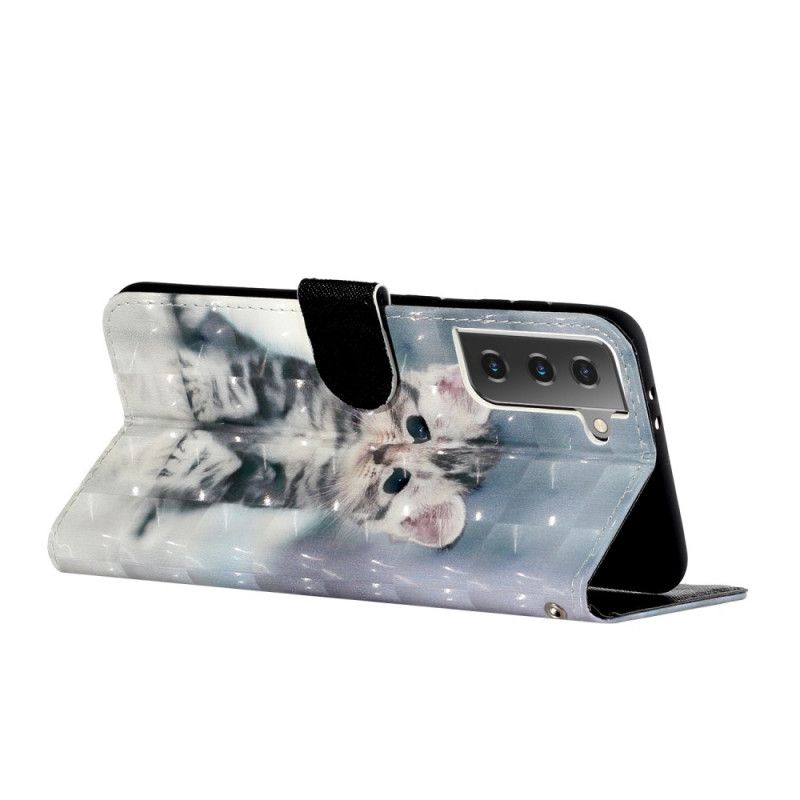 Etui Folio Samsung Galaxy S21 5G Punkty Świetlne Dla Kotów Z Paskiem Etui Ochronne