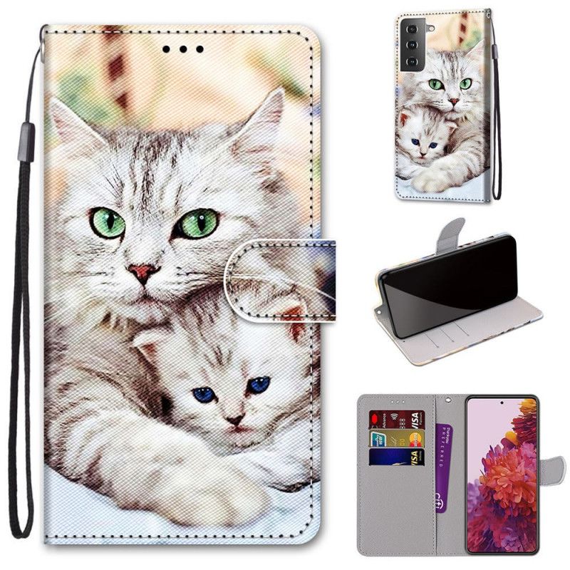 Etui Folio Samsung Galaxy S21 5G Rodzina Kotów Etui Ochronne