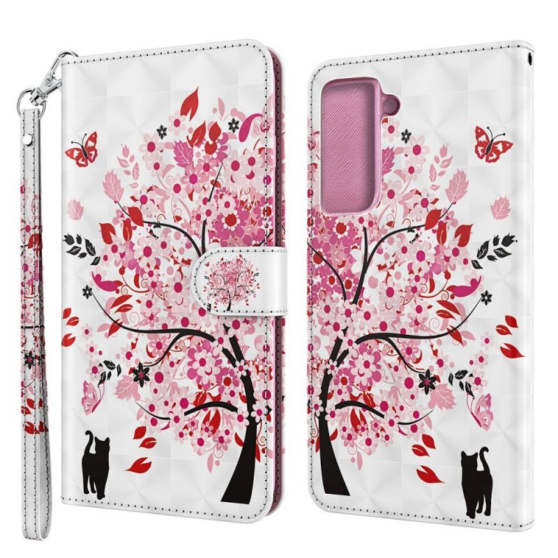 Etui Folio Samsung Galaxy S21 5G Różowe Drzewo Etui Ochronne