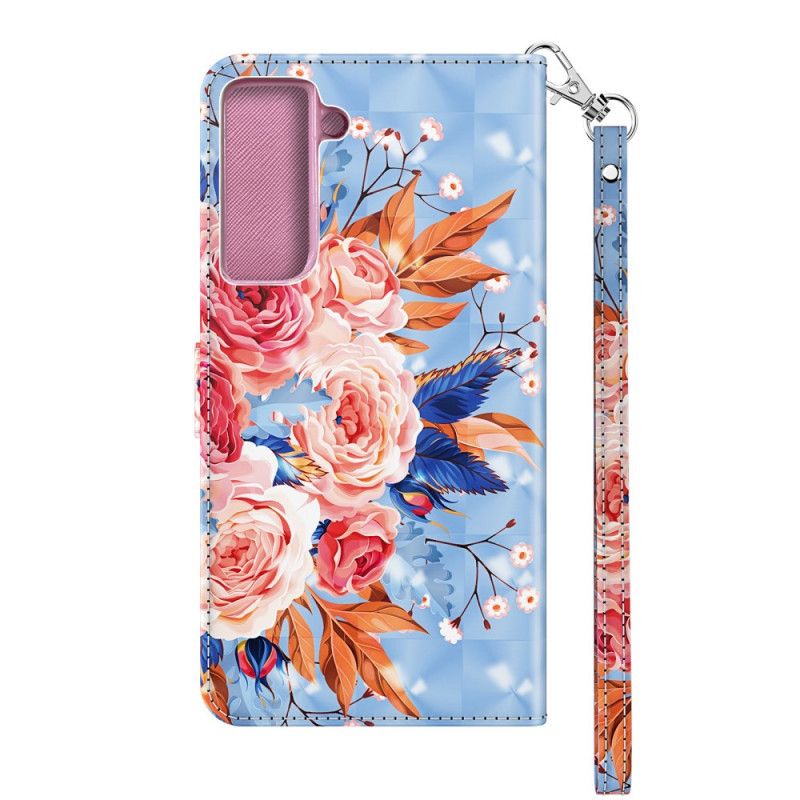 Etui Folio Samsung Galaxy S21 5G Różowy Czerwony Romantyczny Punkt Świetlny Ze Stringami