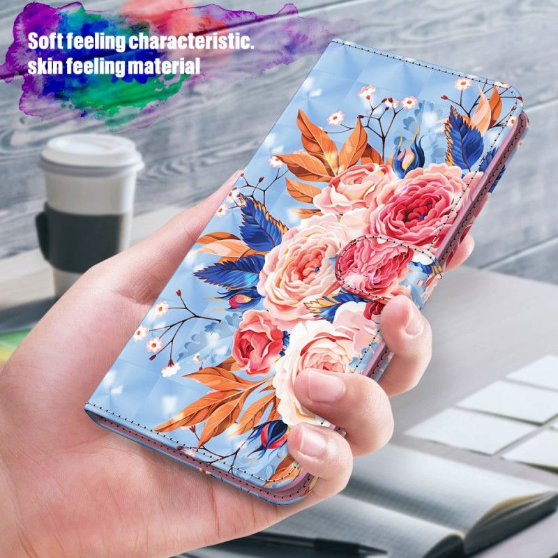 Etui Folio Samsung Galaxy S21 5G Różowy Czerwony Romantyczny Punkt Świetlny Ze Stringami