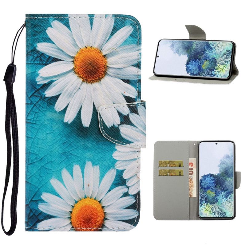 Etui Folio Samsung Galaxy S21 5G Stokrotki Stringi Etui Ochronne