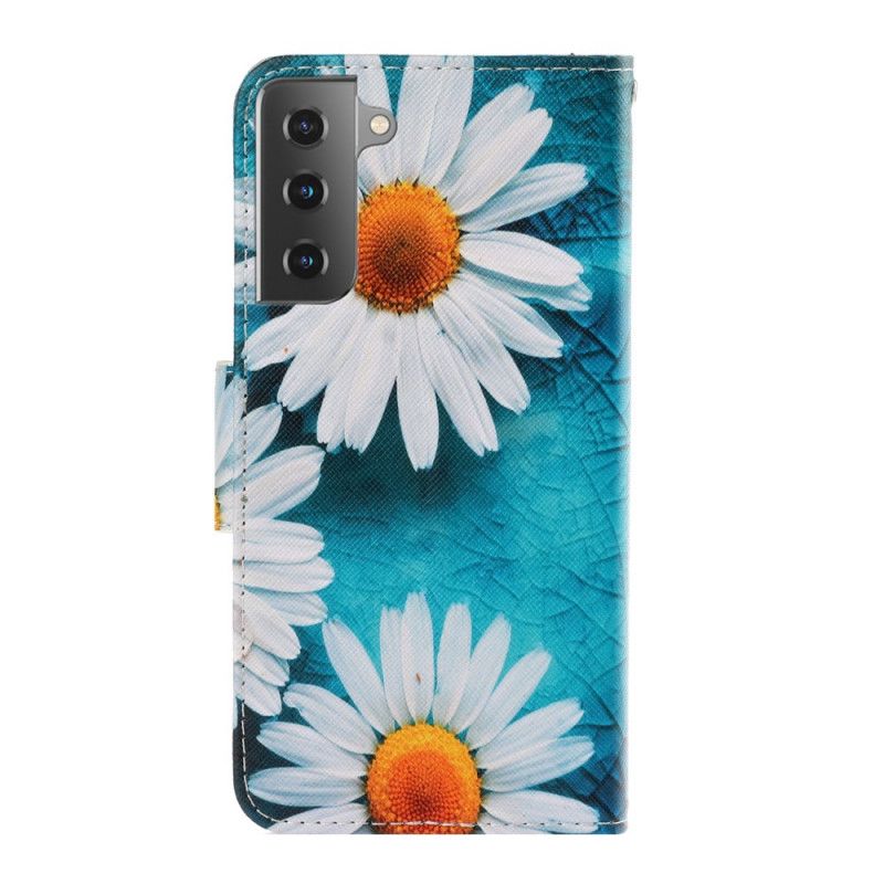 Etui Folio Samsung Galaxy S21 5G Stokrotki Stringi Etui Ochronne