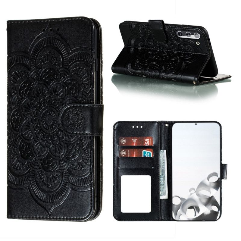 Etui Folio Samsung Galaxy S21 5G Szary Czarny Cała Mandala Etui Ochronne