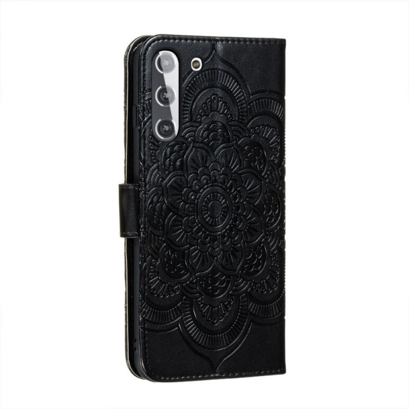 Etui Folio Samsung Galaxy S21 5G Szary Czarny Cała Mandala Etui Ochronne