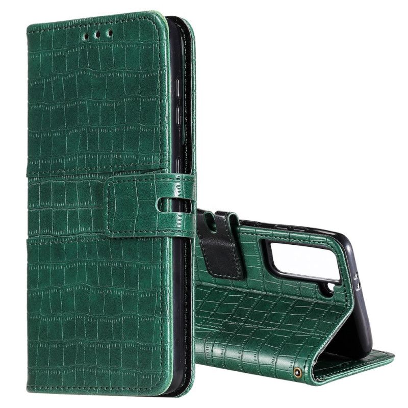 Etui Folio Samsung Galaxy S21 5G Szary Czarny Całkowicie Krokodyl