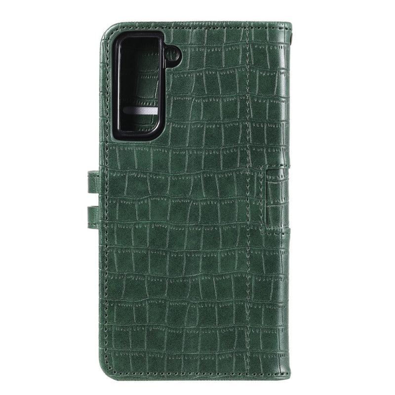 Etui Folio Samsung Galaxy S21 5G Szary Czarny Całkowicie Krokodyl