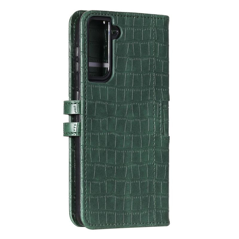 Etui Folio Samsung Galaxy S21 5G Szary Czarny Całkowicie Krokodyl