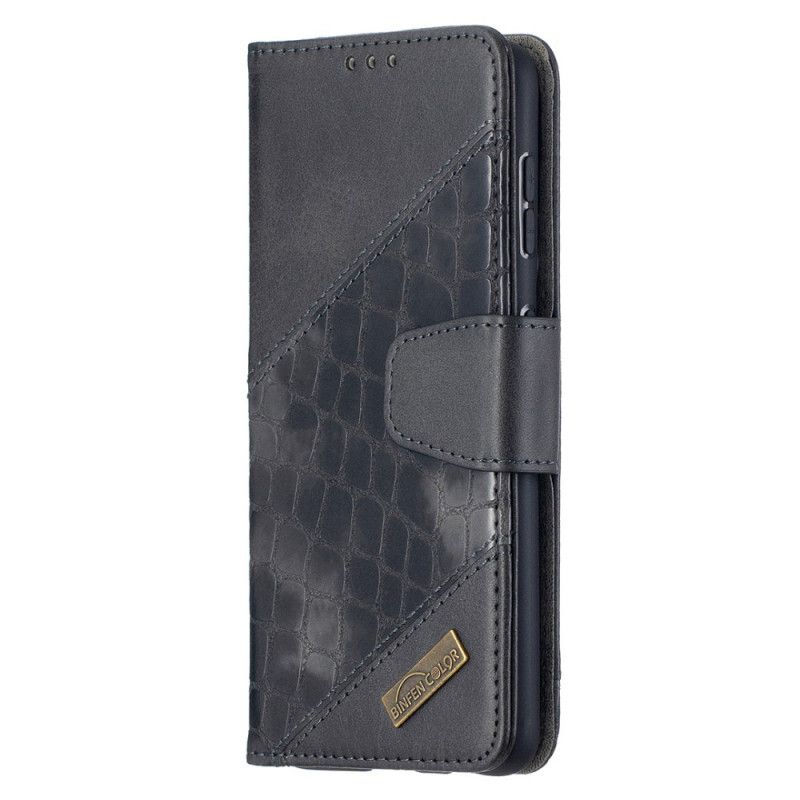 Etui Folio Samsung Galaxy S21 5G Szary Czarny Klasyczny Efekt Skóry Krokodyla