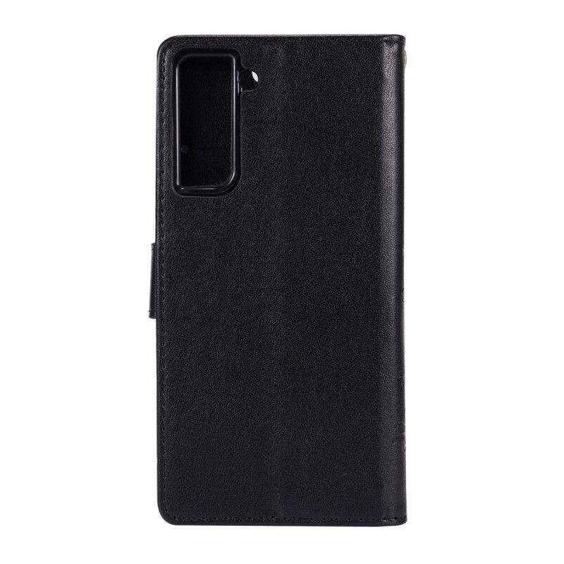 Etui Folio Samsung Galaxy S21 5G Szary Czarny Motyle Na Wietrze Etui Ochronne