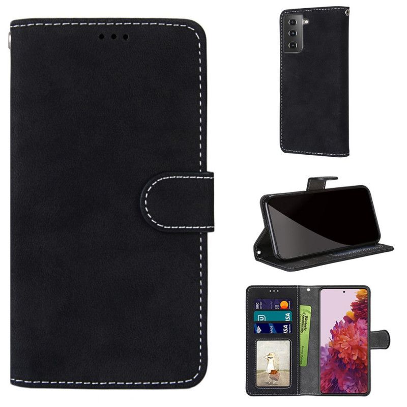 Etui Folio Samsung Galaxy S21 5G Szary Czarny Skóra Ekologiczna W Nowych Kolorach Vintage Etui Ochronne