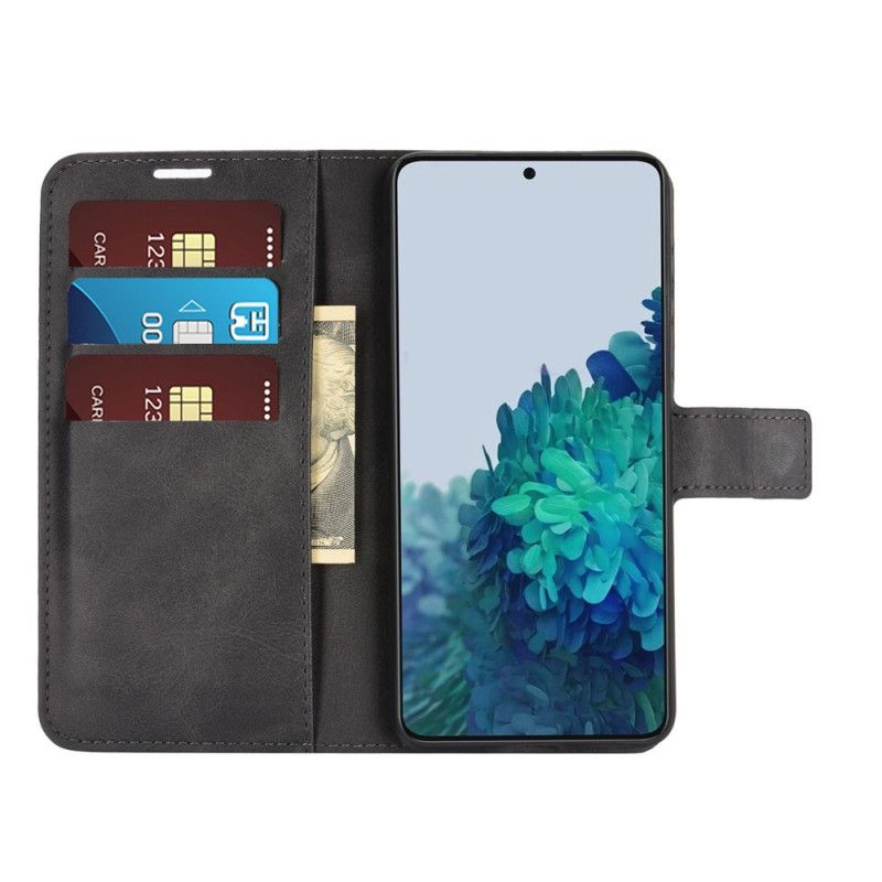 Etui Folio Samsung Galaxy S21 5G Szary Czarny Smukła Imitacja Skóry