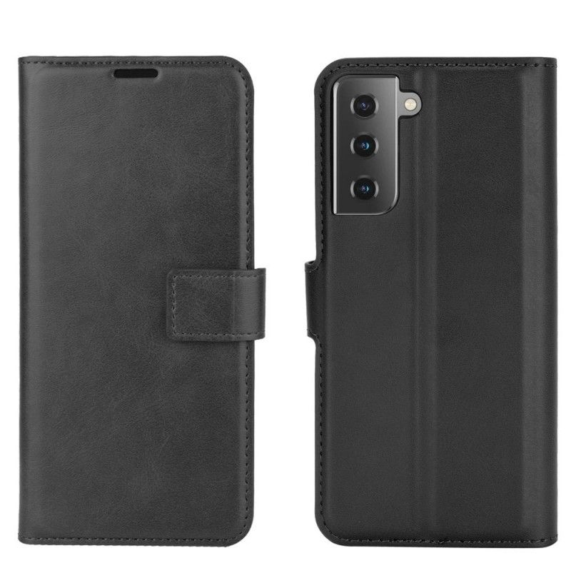 Etui Folio Samsung Galaxy S21 5G Szary Czarny Smukła Imitacja Skóry