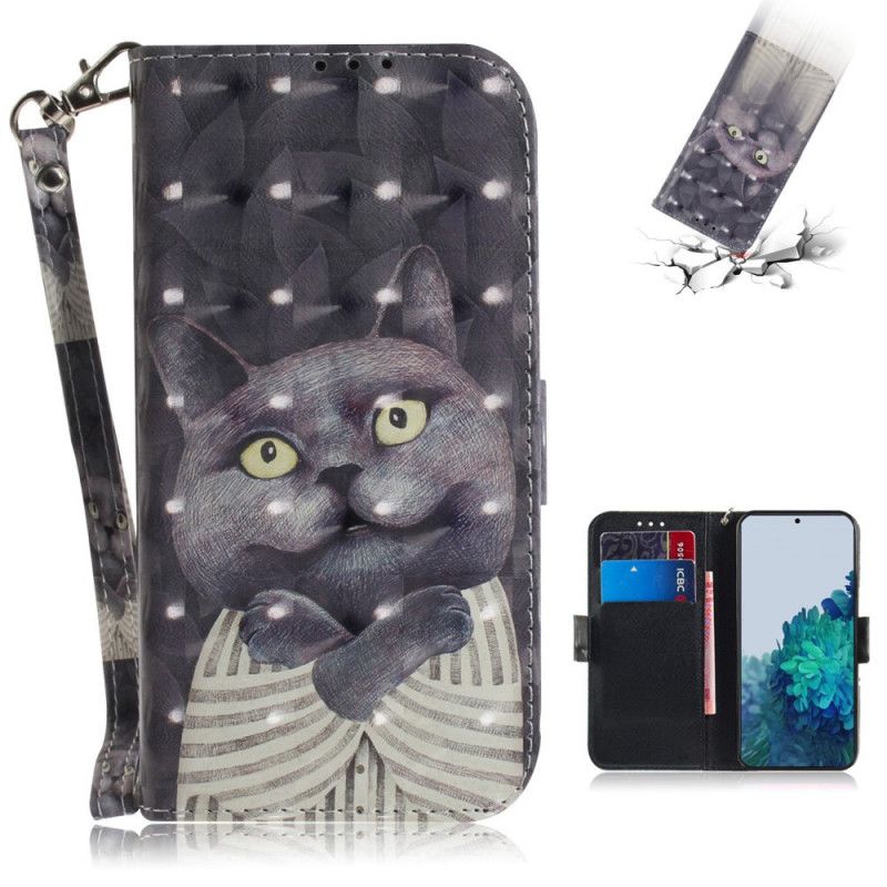 Etui Folio Samsung Galaxy S21 5G Szary Kot Ze Stringami