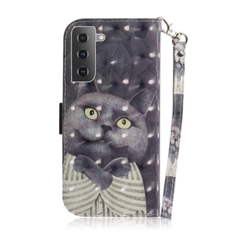 Etui Folio Samsung Galaxy S21 5G Szary Kot Ze Stringami